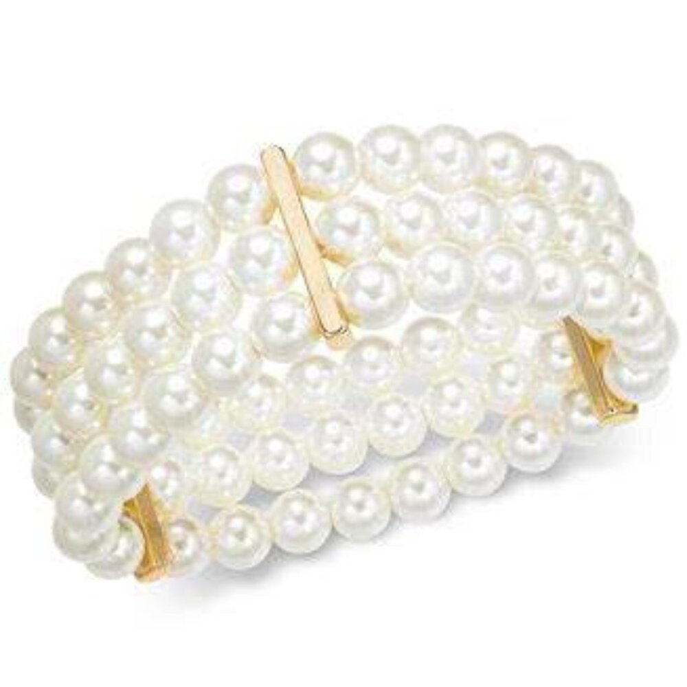 Womens Charter Club Layered Faux Pearls Stretch Bracelet